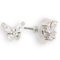 Very Dainty Blue Luster Diamond Butterfly Earrings